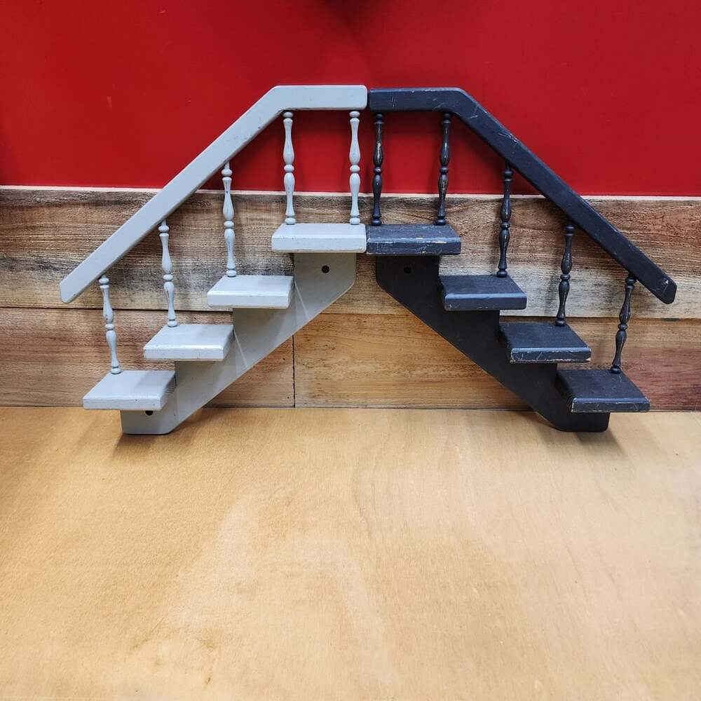 Miniature Wooden Dollhouse Staircase with Handrail and Balusters
